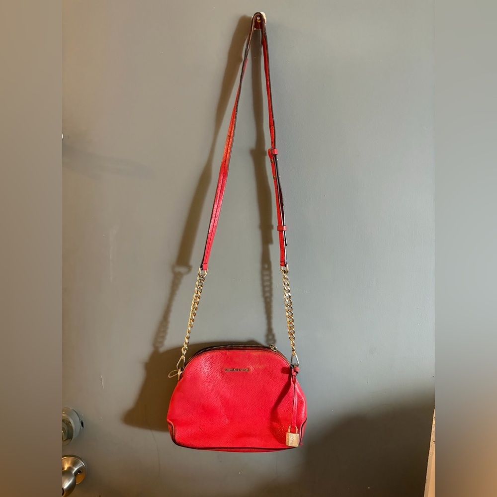 Michael kors‎ lock Red Leather Crossbody Bag